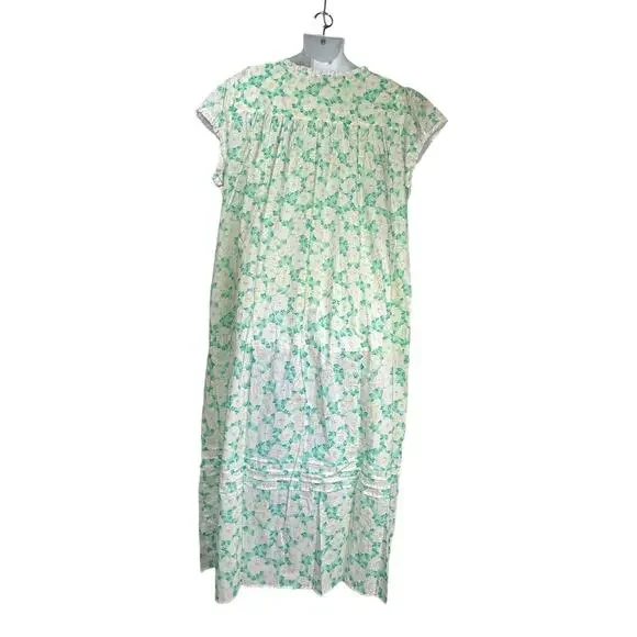 lanz of salzburg floral short Cap sleeve pockets long nightgown Plus Size 3X - Picture 3 of 11